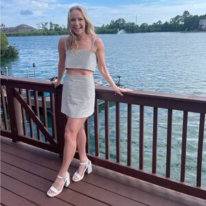 Shira Silver Rhinestone Mini Skirt 12th tribe